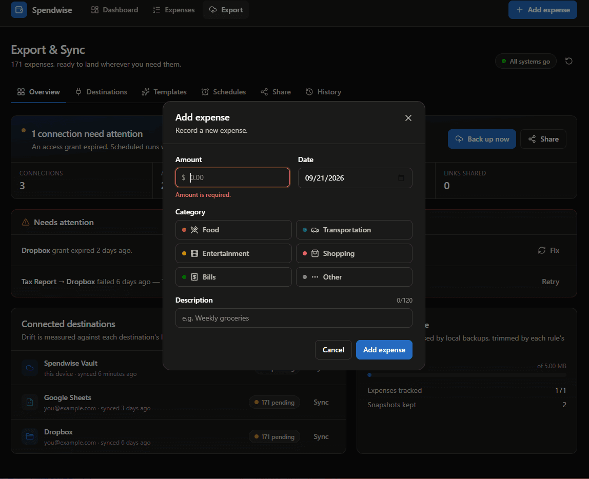 Spendwise: screenshot 2
